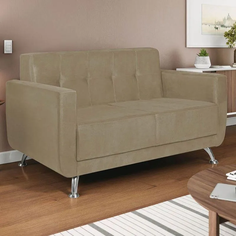 Sofá 2 Lugares Beny Sintético - Adj Decor Cor Bege
