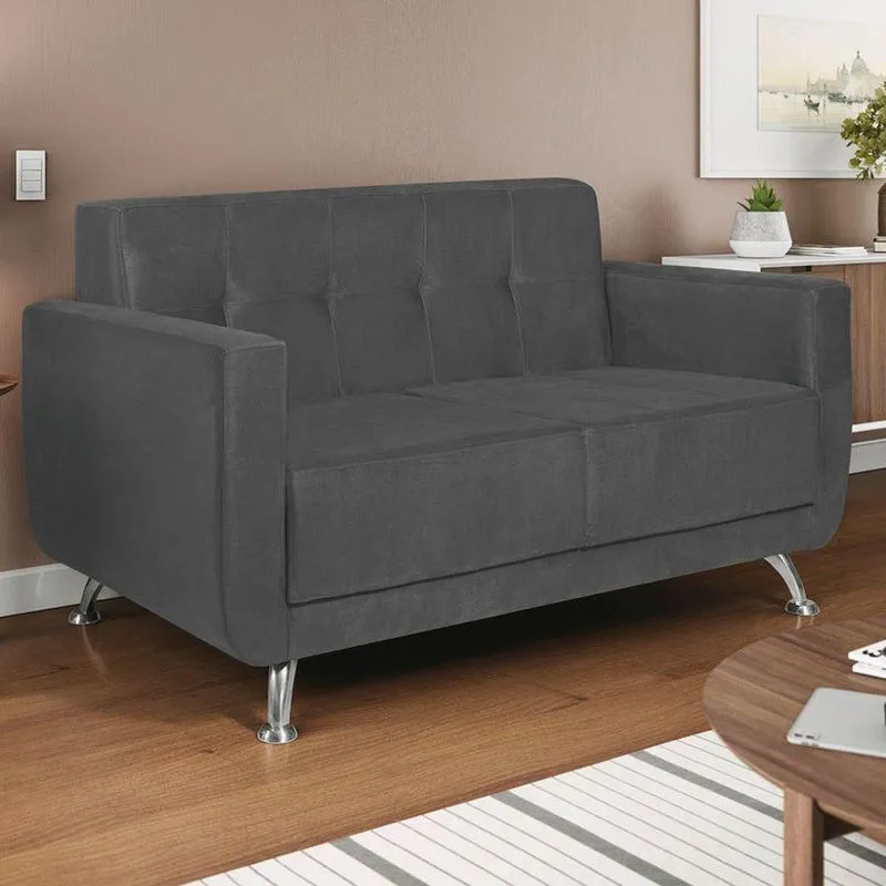 Sofá 2 Lugares Beny Sintético - Adj Decor Cor Cinza