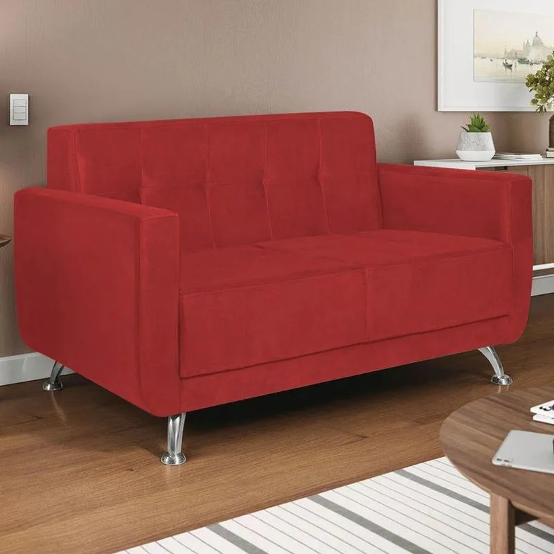 Sofá 2 Lugares Beny Sintético - Adj Decor Cor Vermelho