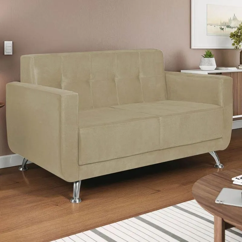 Sofá 2 Lugares Beny Suede - Adj Decor Cor Bege