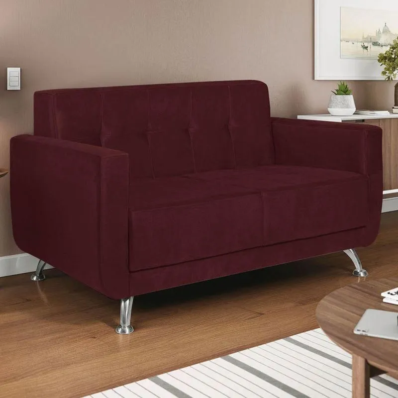 Sofá 2 Lugares Beny Suede - Adj Decor Cor Bordô
