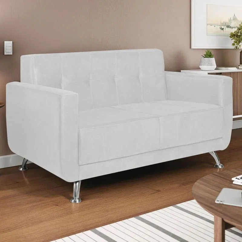 Sofá 2 Lugares Beny Suede - Adj Decor Cor Branco