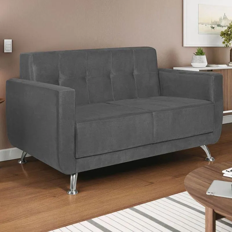 Sofá 2 Lugares Beny Suede - Adj Decor Cor Cinza