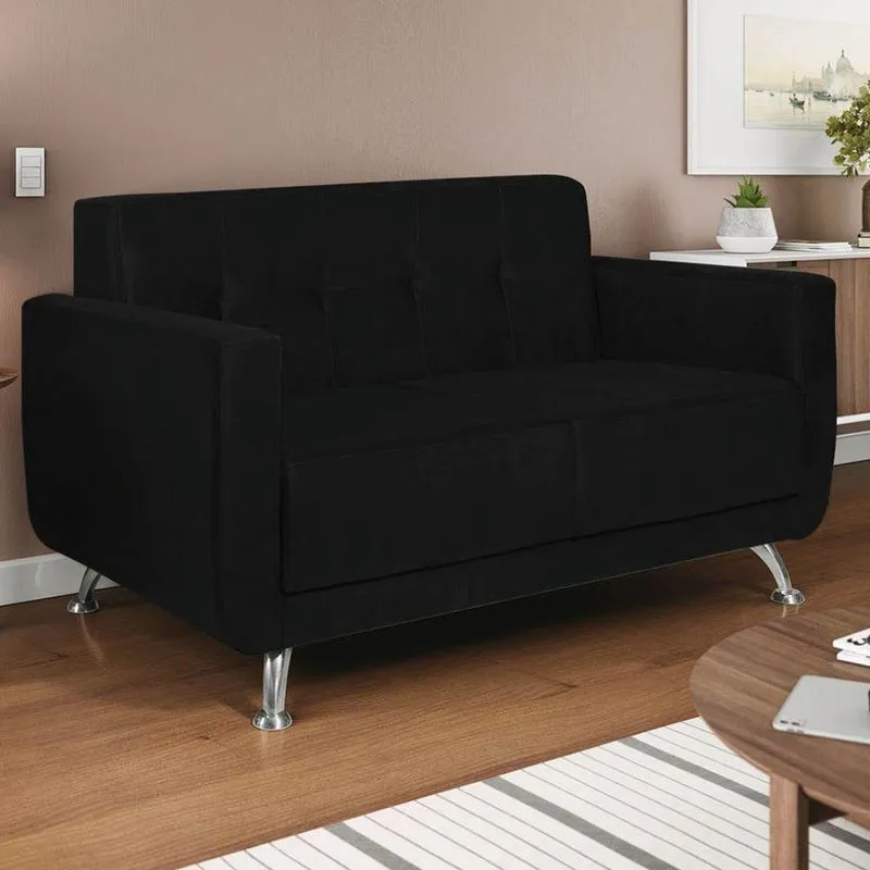 Sofá 2 Lugares Beny Suede - Adj Decor Cor Preto