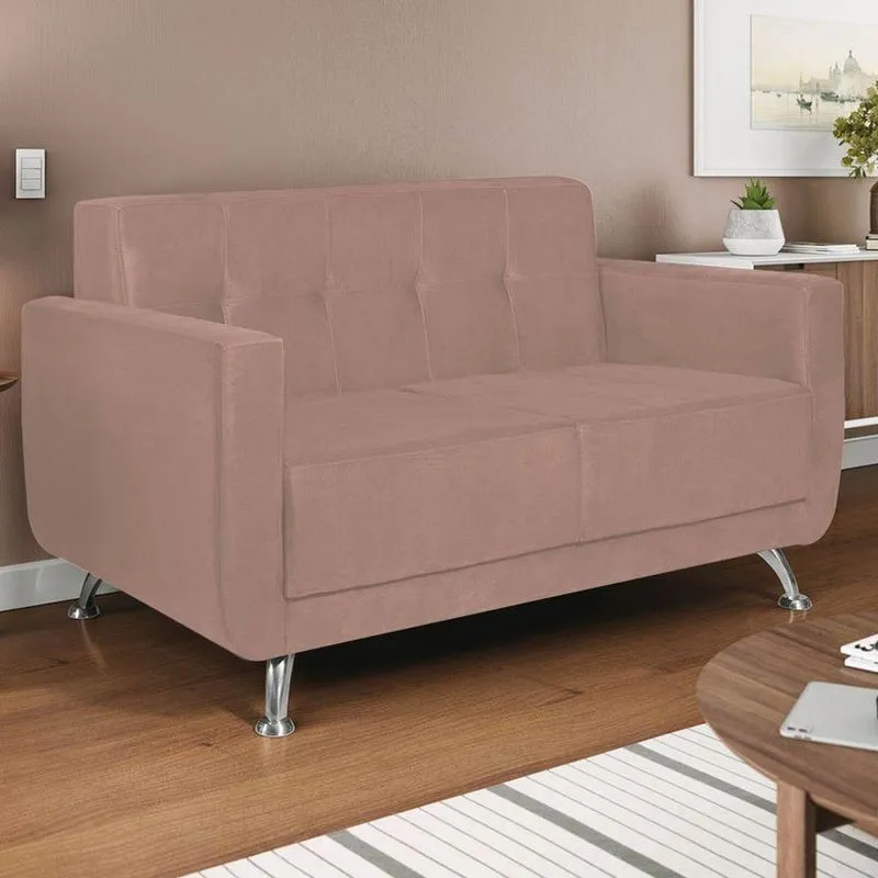 Sofá 2 Lugares Beny Suede - Adj Decor Cor Rosê