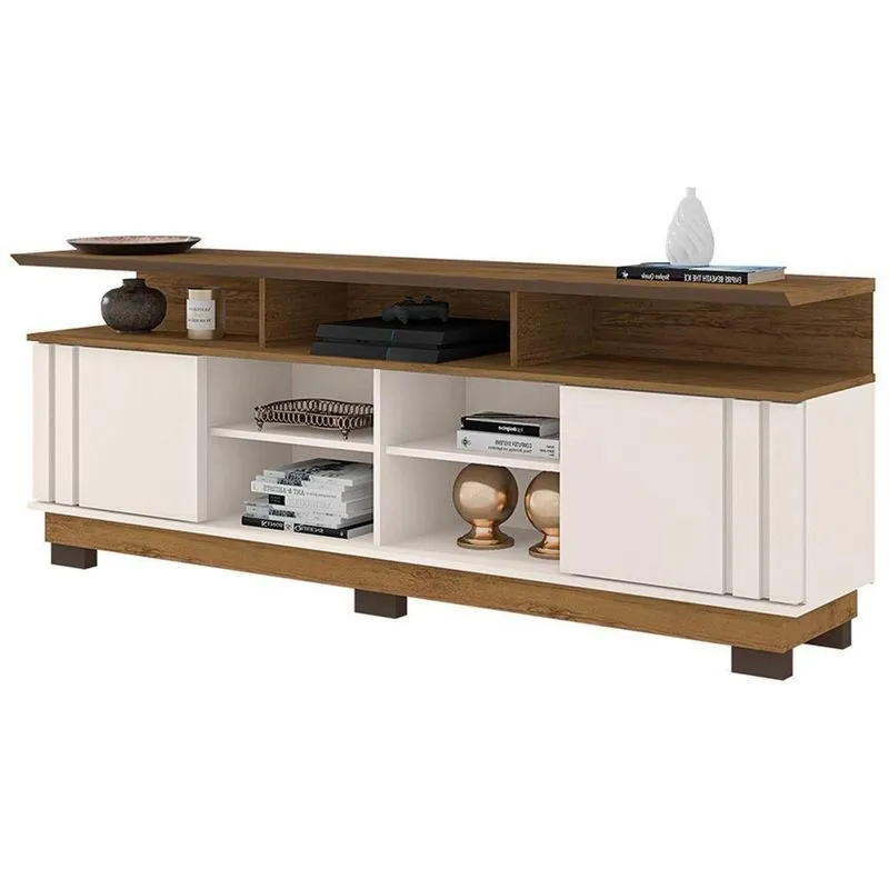 Bancada Para Tv Até 75" Columbus L01 - Doce Sonho Móveis Cor Off White/freijó