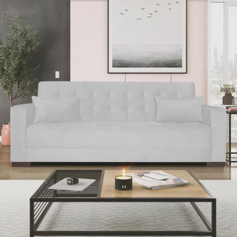 Sofá Cama 3 Lugares Jobim Suede - adj Decor