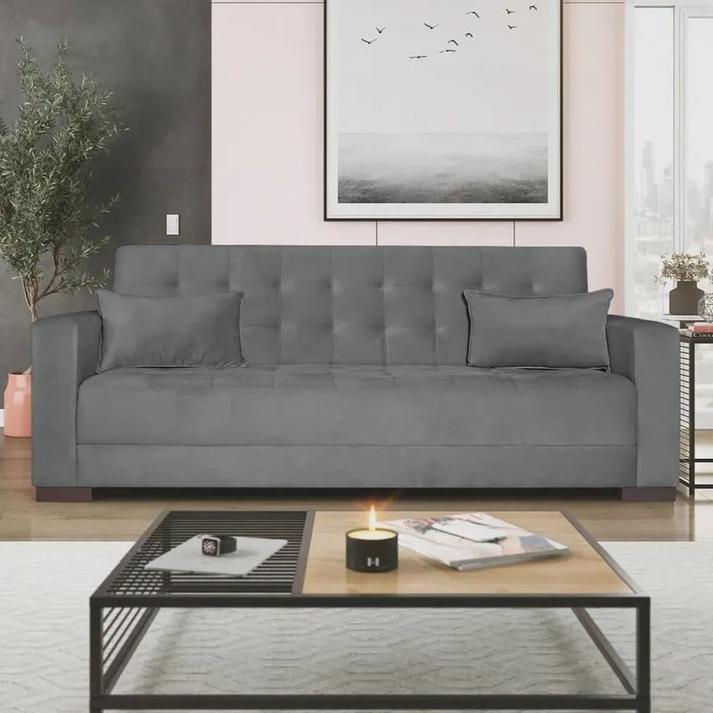 Sofá Cama 3 Lugares Jobim Suede - adj Decor
