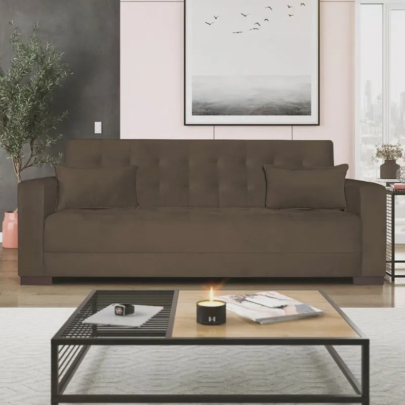 Sofá Cama 3 Lugares Jobim Suede - adj Decor