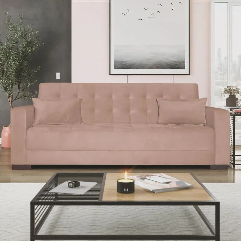 Sofá Cama 3 Lugares Jobim Suede - adj Decor