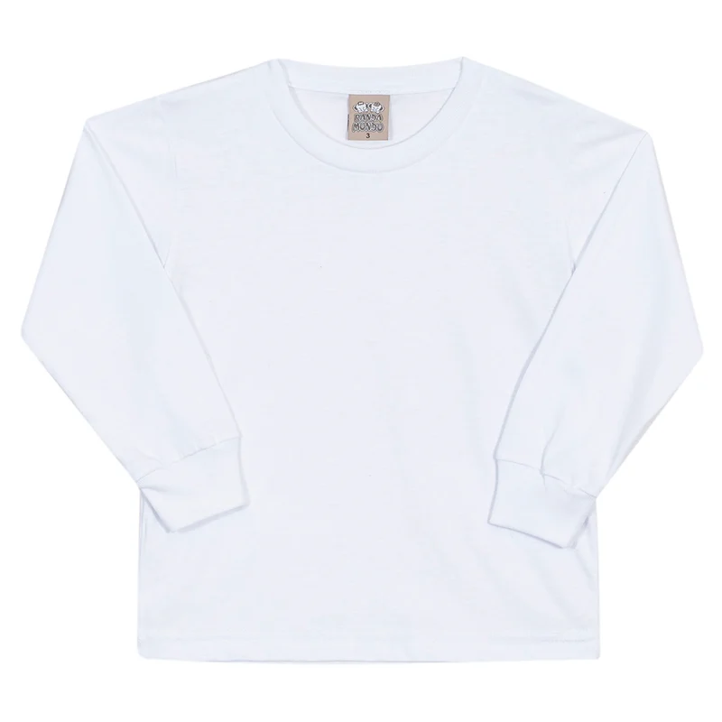 Camiseta Manga Longa Básica com Punho Branca Randa Mundu - Masculina 01 / Menino