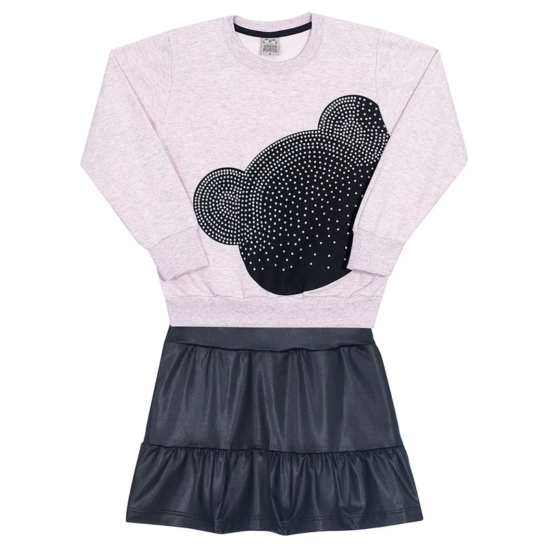 Conjunto Blusa Moletom e Shorts Saia Cirrê Rosa Randa Mundu - Feminino 08 / Menina