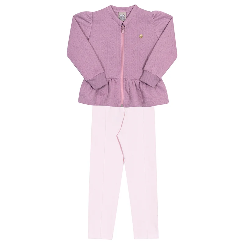 Conjunto Casaco Matelassê e Legging Orquídea Randa Mundu - Feminino 01 / Menina