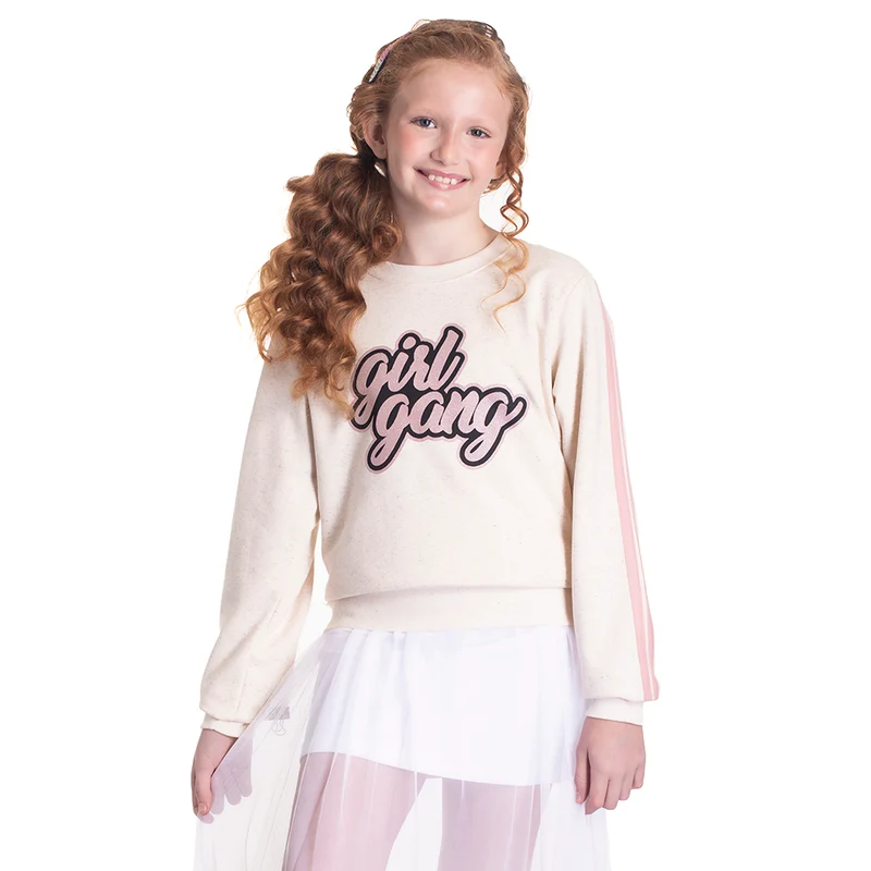 Blusa Moletom Girl Gang Linho Randa Mundu - Feminina 16 / Menina