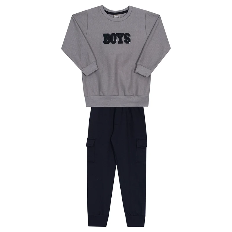 Conjunto Moletom Boys Granito Randa Mundu - Masculino 01 / Menino
