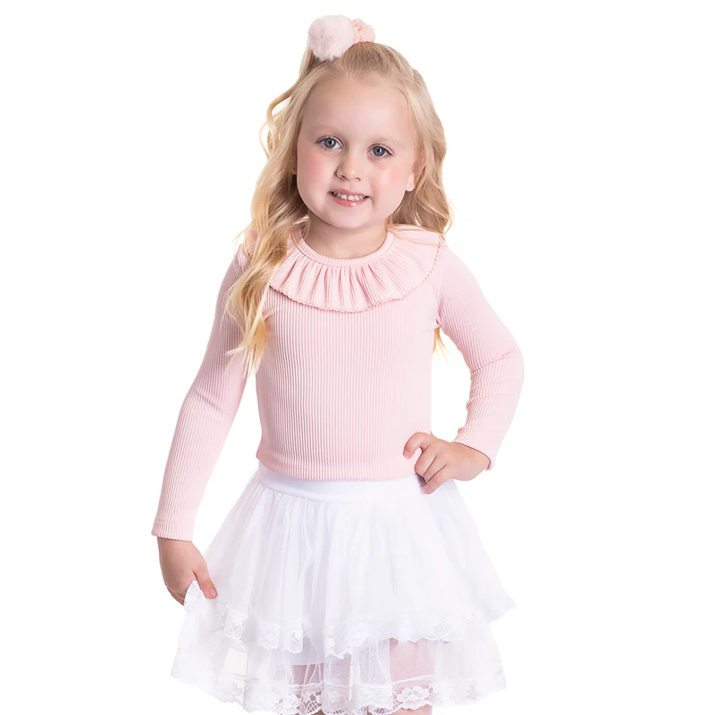Blusinha Manga Longa Gola Babado Rosa Randa Mundu - Feminina 03 / Menina