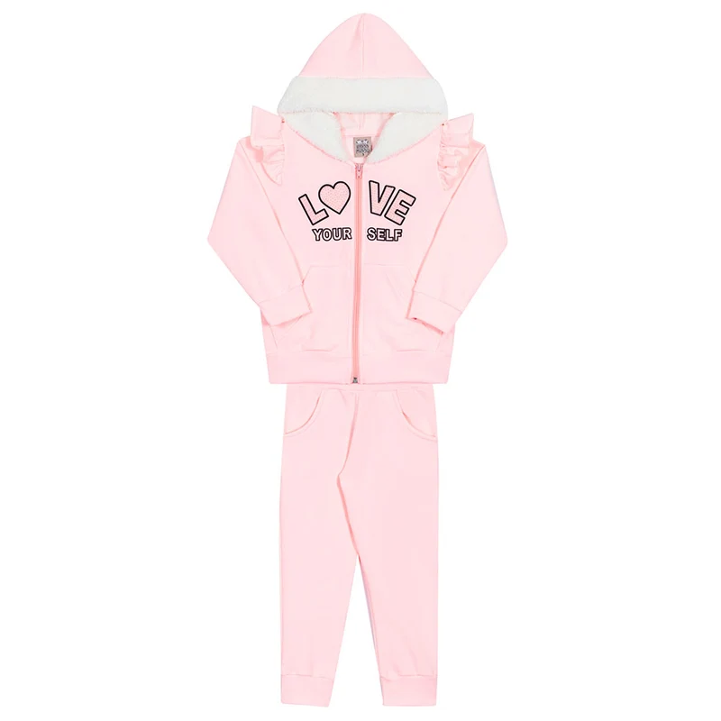 Conjunto Moletom com Jaqueta Love Yourself Lollipop Randa Mundu - Feminino 03 / Menina