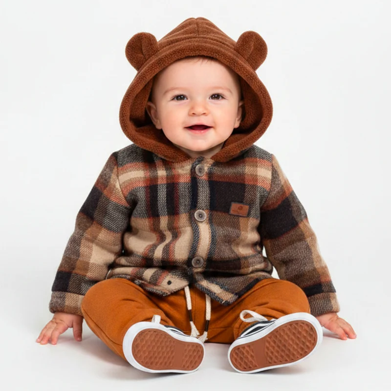 Conjunto Casaco Flaneja e Calça Moletom Masculino Bebê Randa Mundu M / Ambar