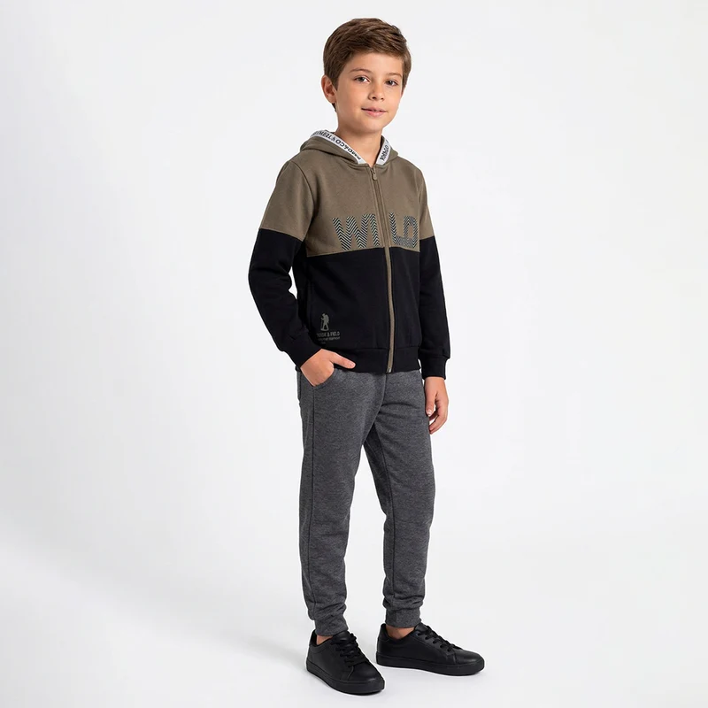 Conjunto Moletom Jaqueta com Capuz Wild Masculino Infantil Randa Mundu 04 / Verde