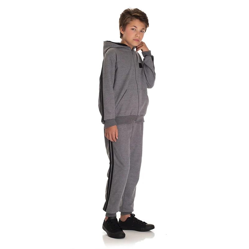 Conjunto Moletom Jaqueta com Capuz Masculino Infantil Randa Mundu 12 / Mescla