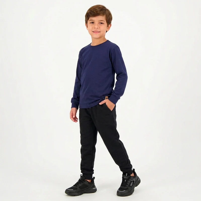 Camiseta Manga Longa Lisa Masculina Infantil Randa Mundu 14 / Verde