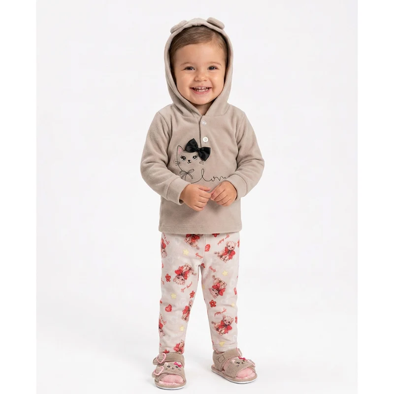 Conjunto Blusão E Calça Sempre Kids Feminino G / Menina / Frapê