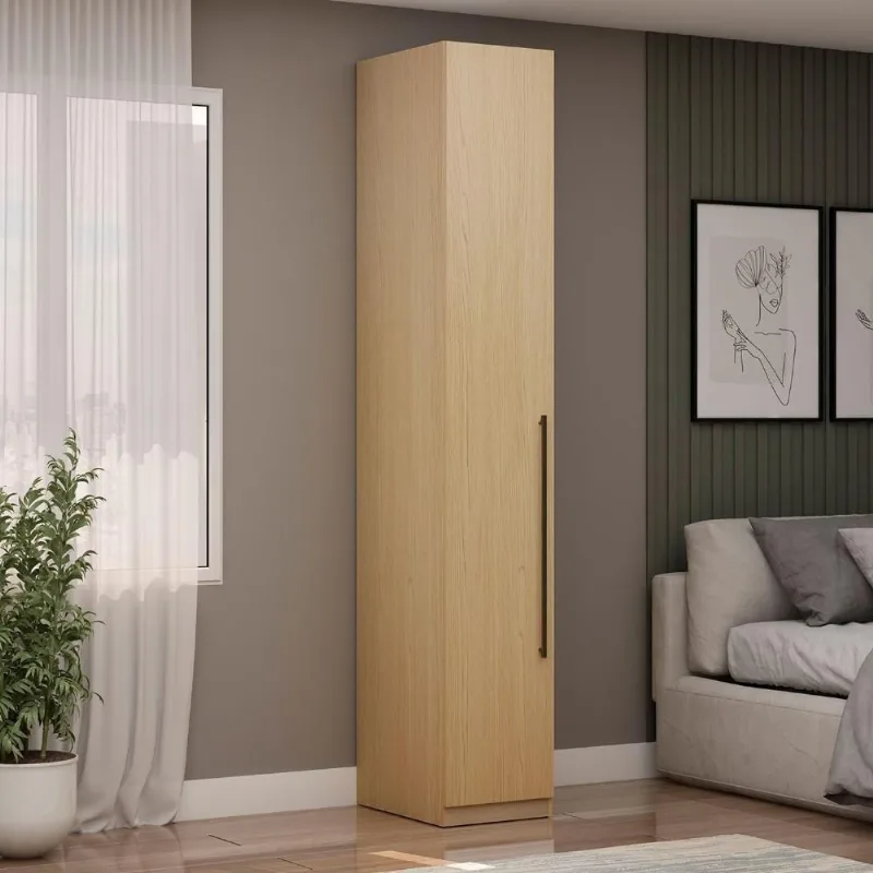Guarda Roupa Modulado 40CM 1 Porta de Bater com 4 Prateleiras 100% MDF Savana com Branco