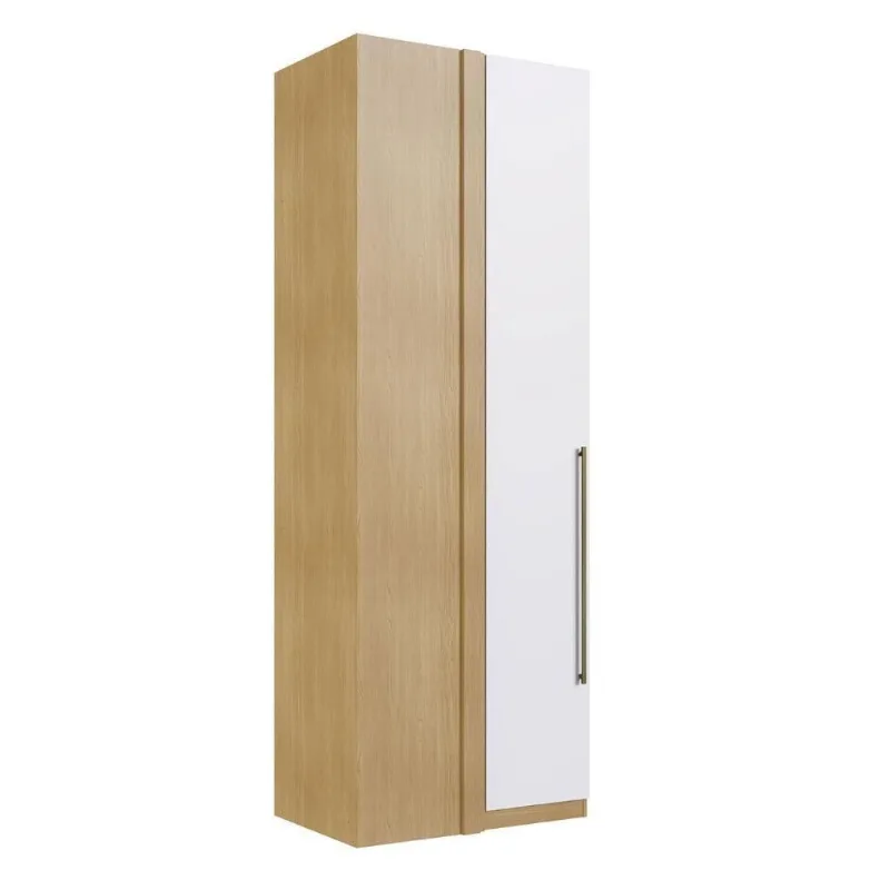 Guarda Roupa de Canto Savana com Branco 1 Porta de Bater 100% MDF Modulado com Prateleiras