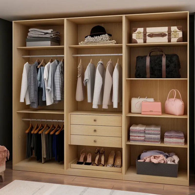 Guarda Roupa Closet 240 cm com 3 Gavetas e Cabideiros 100% MDF