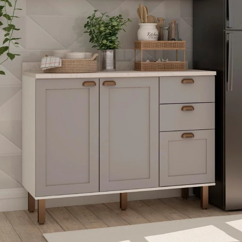 Balcão De Cozinha Genialflex Iluminata 120cm S-tampo Bco Fdi - Genialflex