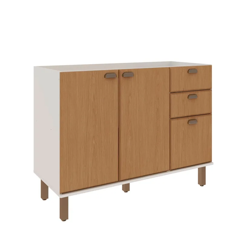 Balcão de Cozinha 120cm 100% MDF com 2 Portas e 3 Gavetas