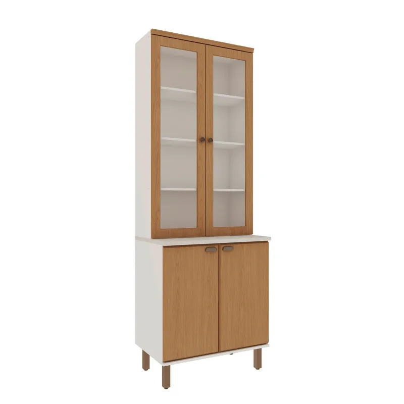 Cristaleira 80cm com Portas de Vidro e Prateleiras 100% MDF
