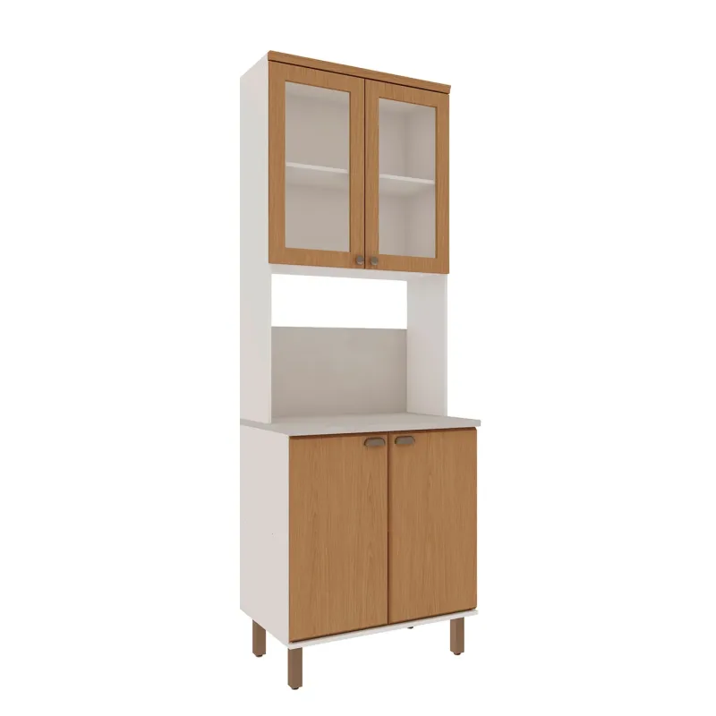 Torre Quente 80cm c/ Portas de Vidro e Nicho p/ Microondas