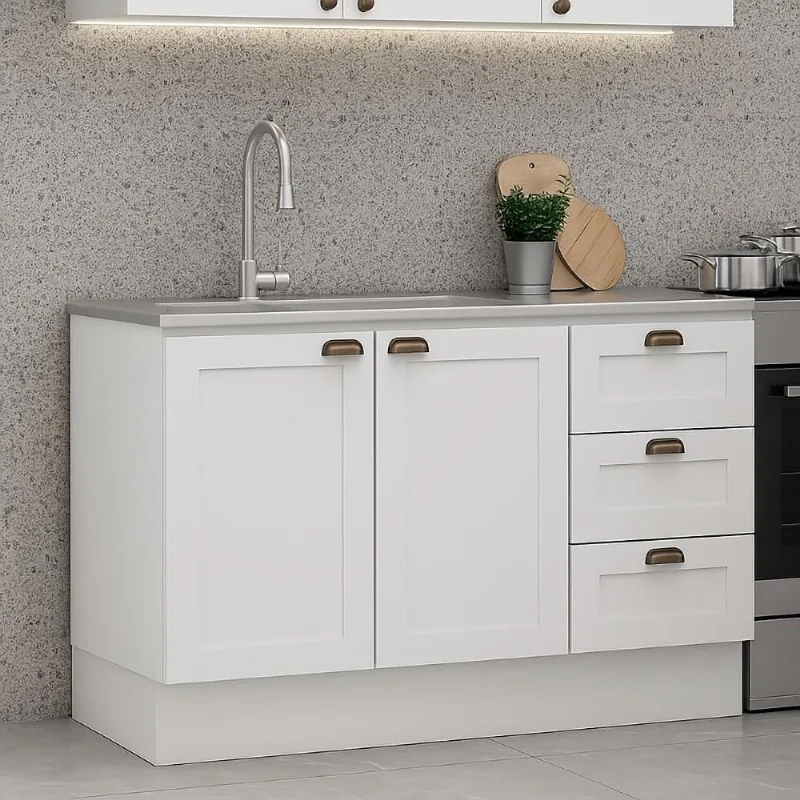 Balcão Cozinha Genialflex Estilo Provençal Sem Tampo Branco