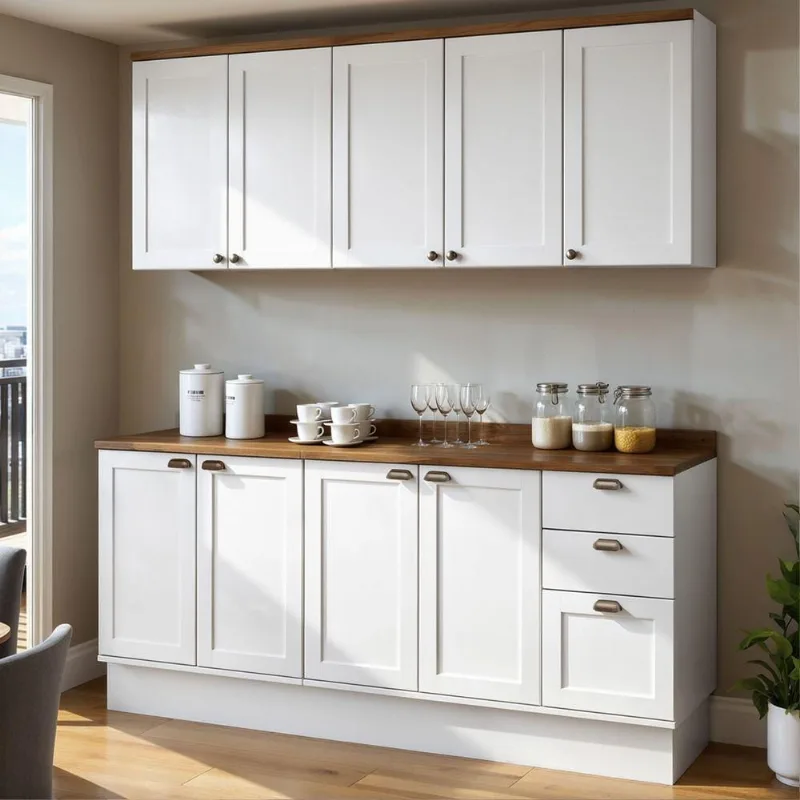 Cozinha Completa Iluminata 9 Portas 3 Gavetas MDF 200CM Branco e Ébano