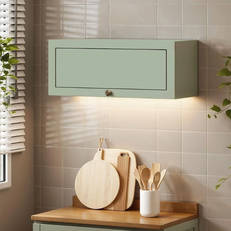 Armário Cozinha Aéreo Conecta Frizz 80CM 1 Porta MDF Basculante Verde Mint