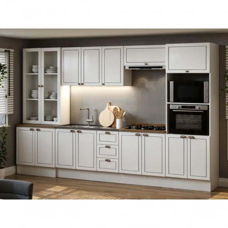 Cozinha Completa Modulada 6 Peças Americana 10 Portas 3 Gavetas MDF MDP Branco Ebano Genialflex