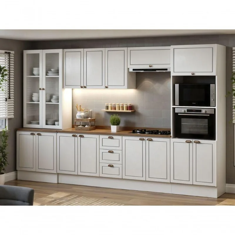 Cozinha Completa Americana 6 Peças MDF MDP 350cm Branco-ebano Genialflex Móveis