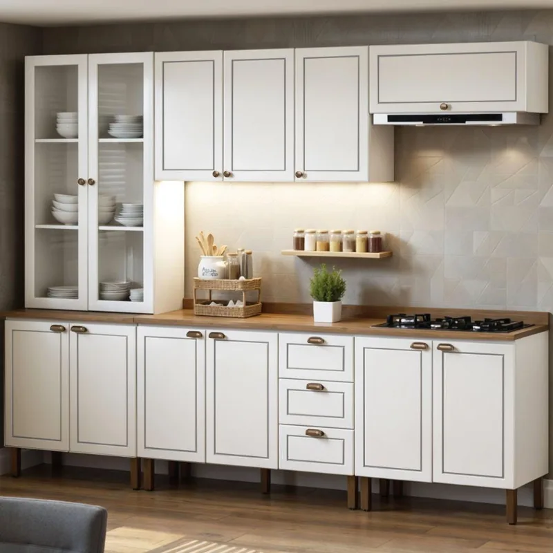 Cozinha Completa Americana 12 Portas 3 Gavetas MDF 280CM Branco e Ébano Genialflex Móveis