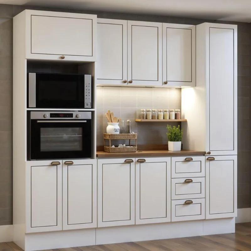 Cozinha Completa Americana 10 Portas 3 Gavetas MDF 230CM Branco com Ébano Genialflex