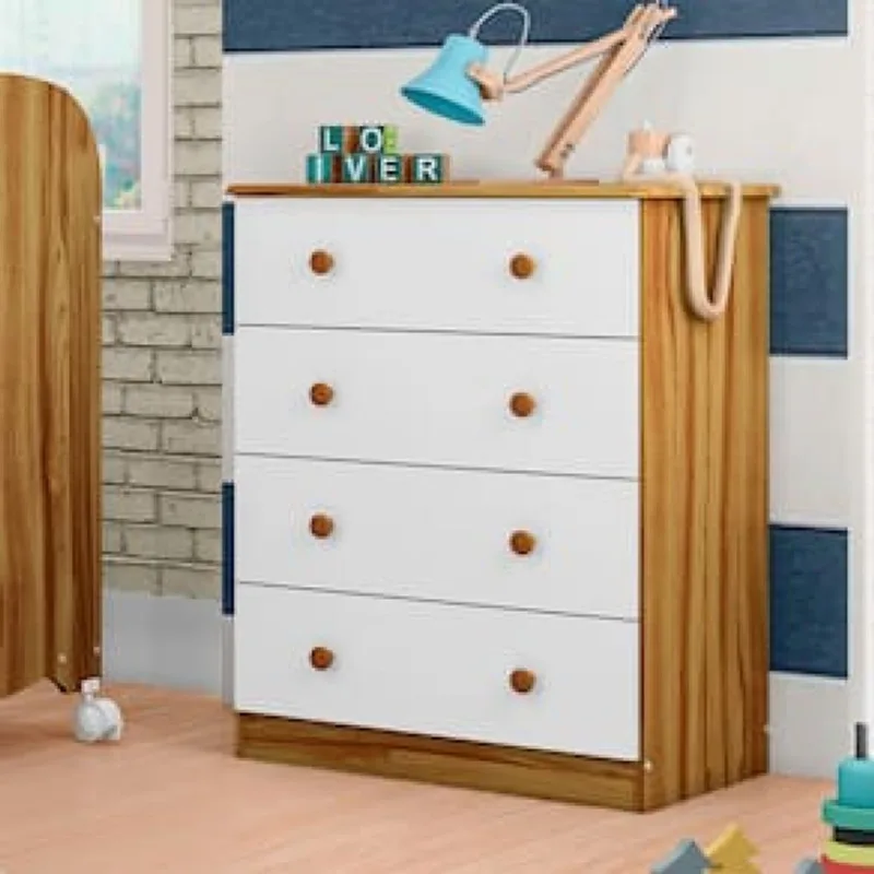 Cômoda Infantil Peroba Duda Plus com 4 Gavetas e 65,1 cm de Largura Bege Claro