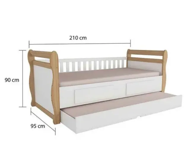 CAMA BIBOX MARIA-BRANCO BRILHO/AMENDOA