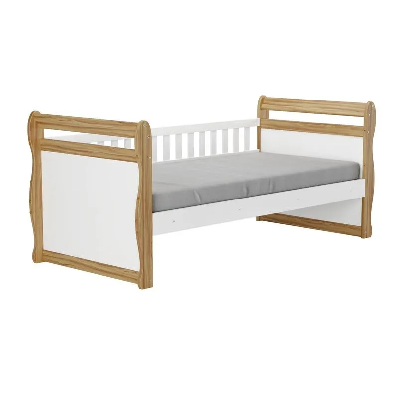 Cama Maria Simples Branco Brilho Amendoa - Moveis Peroba