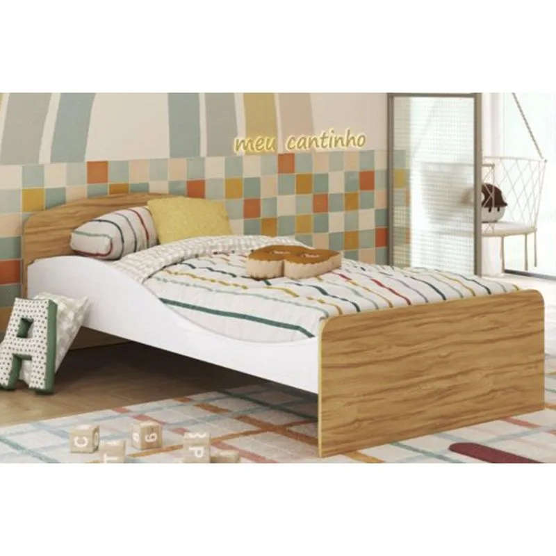 Mini Cama Infantil Lua Branco/Amendoa - Peroba
