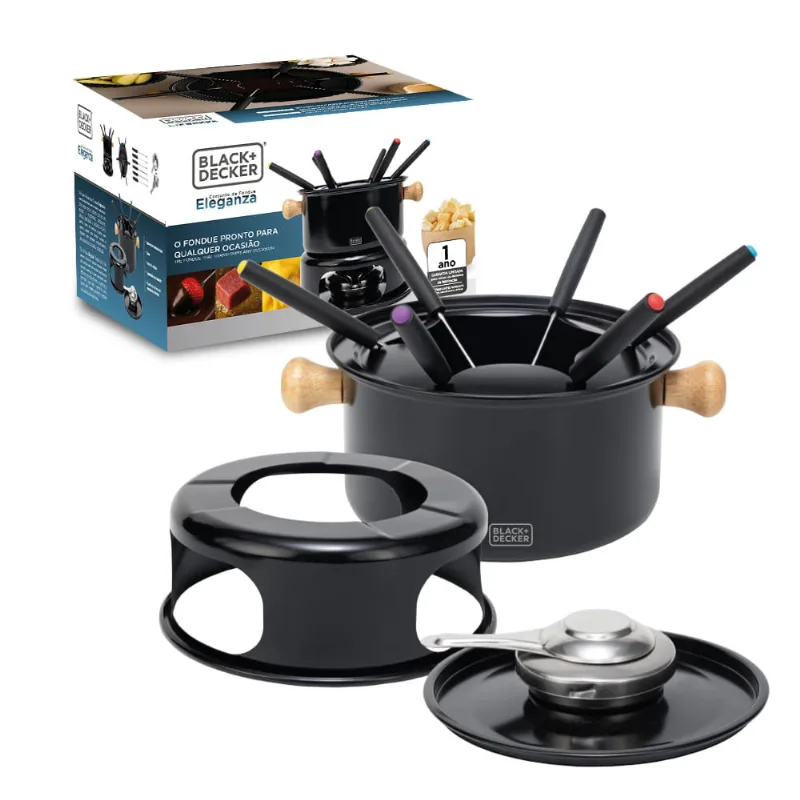 Conjunto Fondue 10 Peças Aço Carbono Eleganza Black BLACK+DECKER