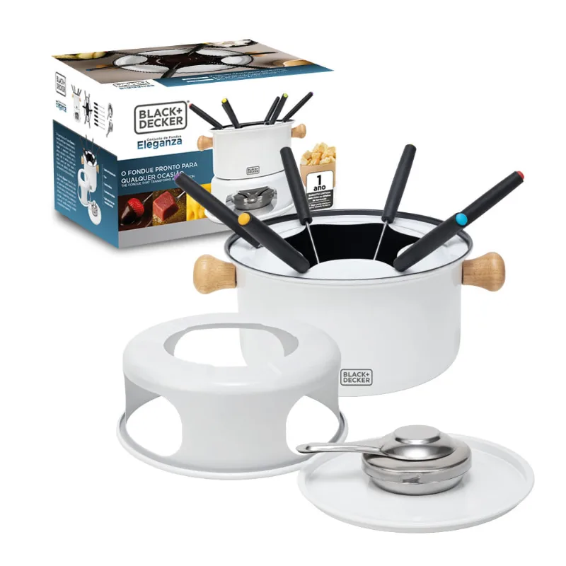 Conjunto Fondue 10 Peças Aço Carbono Branco BLACK+DECKER