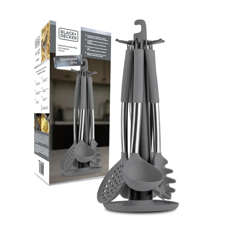 Conjunto Utensílios Nylon Silicone Black Decker 7 Peças