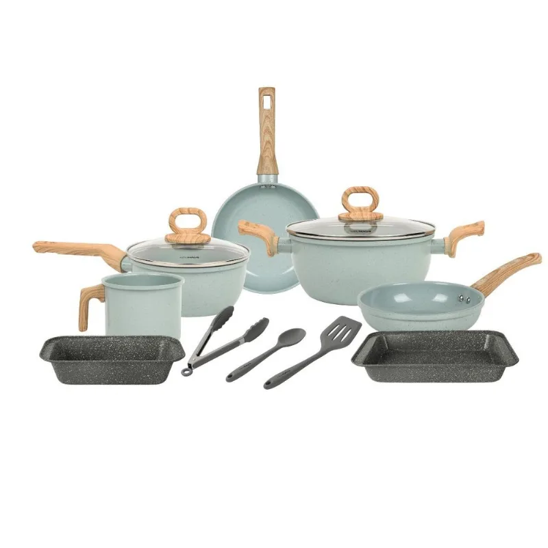 Conjunto de Panelas 10 Peças Smart Ceramic Green Marble NEUHAUS