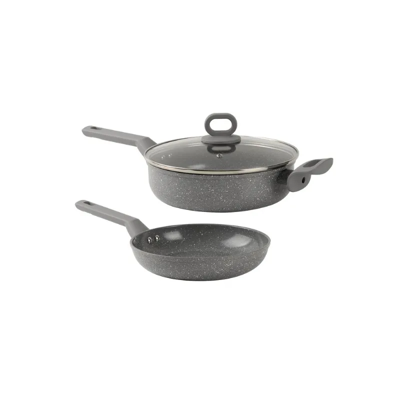 Jogo Frigideiras Cerâmica Indução 20/24cm BLACK+DECKER Grey Marble