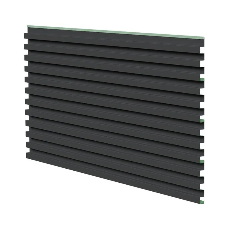 Kit 10 Peças Painel Ripado Metálico Lystra 14cm X 300cm Preto Absoluto